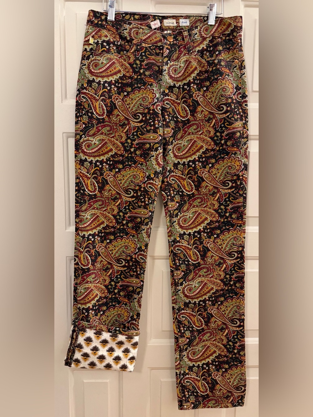 VTG 90s Todd Oldham Double Sided Paisley Printed Rigid Denim Jeans 30